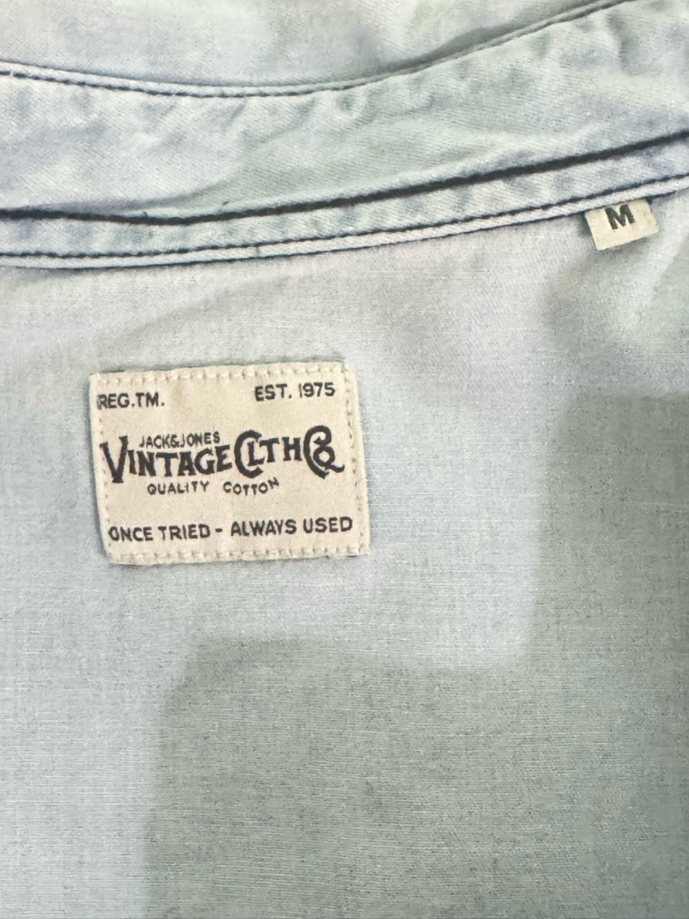 Jack and Jones Pale Blue Denim Snap Front Western Shirt Size Medium - Picture 6 of 8